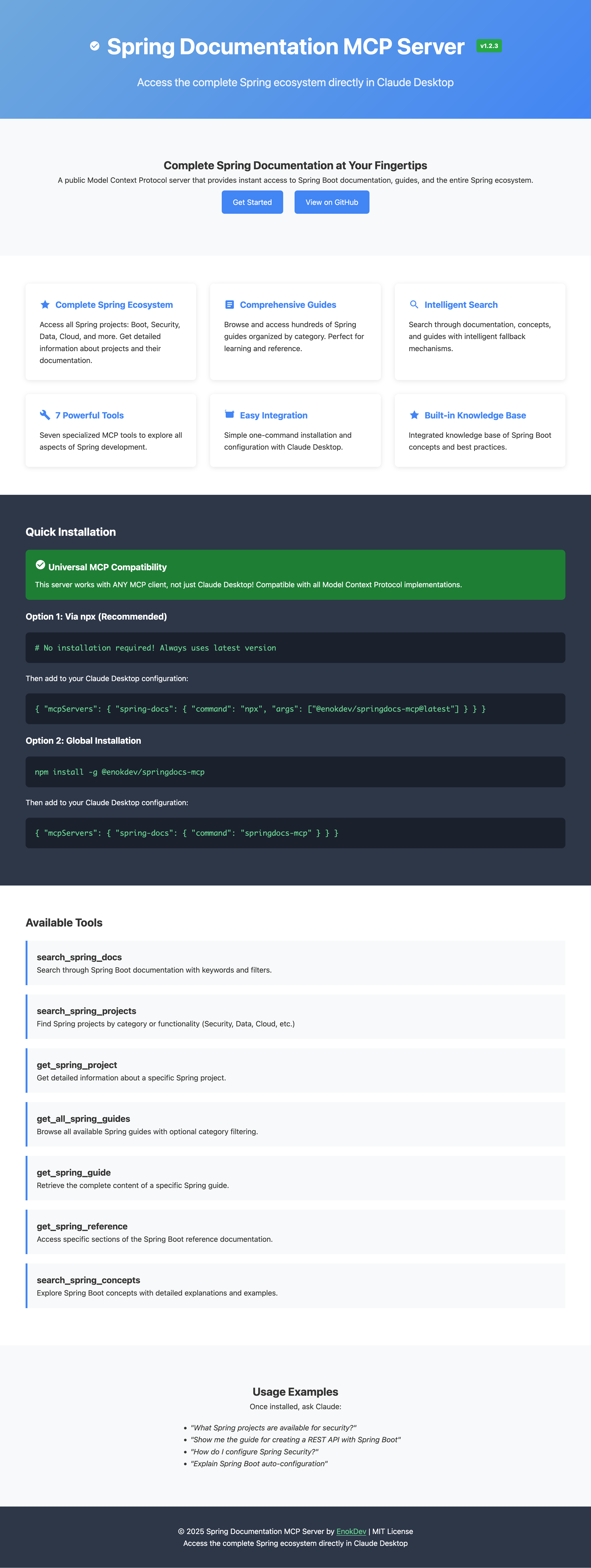 Spring Documentation MCP Server